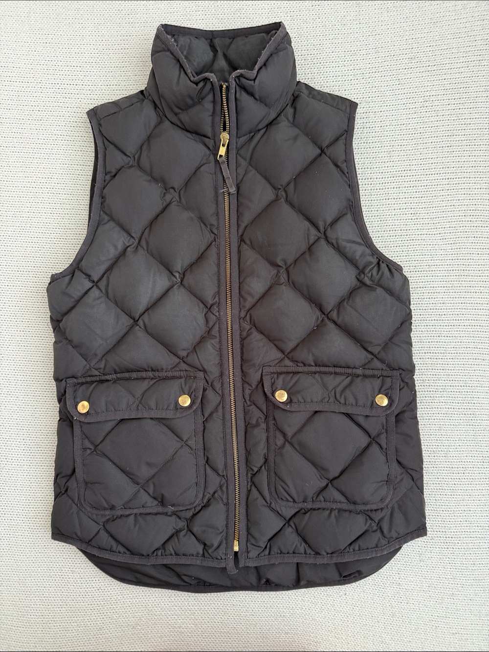 J Crew Down Feather Quilted Puffer Vest Black Size XS